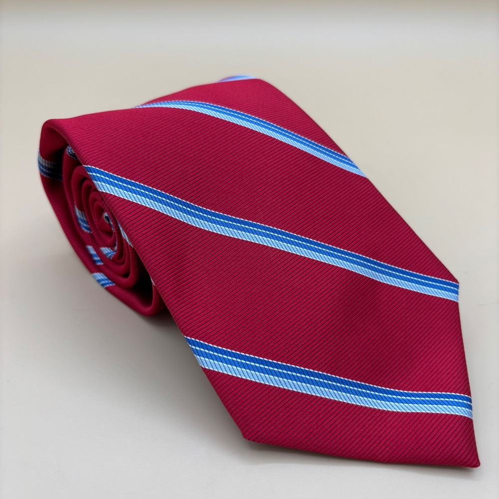 Brooks Brothers Makers Mens Red Blue Silk Repp Stripe Tie Made in USA‎